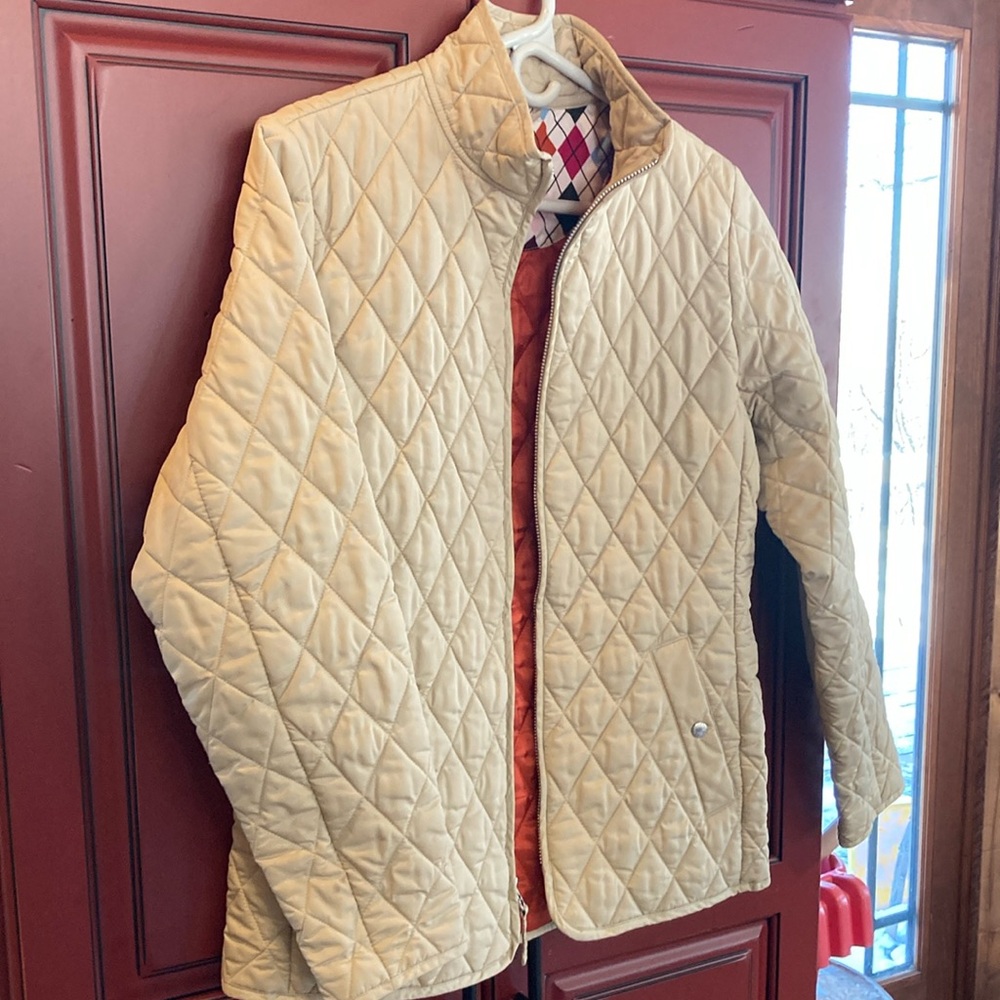 Lands' End Tan Lightweight Quilted Shirt Jacket